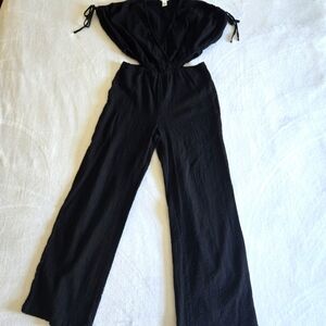H&M Women's Black 1 Piece Cut Out Black Jumper Pant Suit Medium